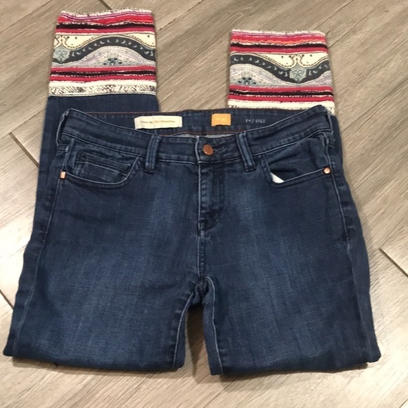 Anthropologie “Stet Ankle” Pilcro & the Letterpress Red Trim Jeans size 27 - Picture 8 of 12